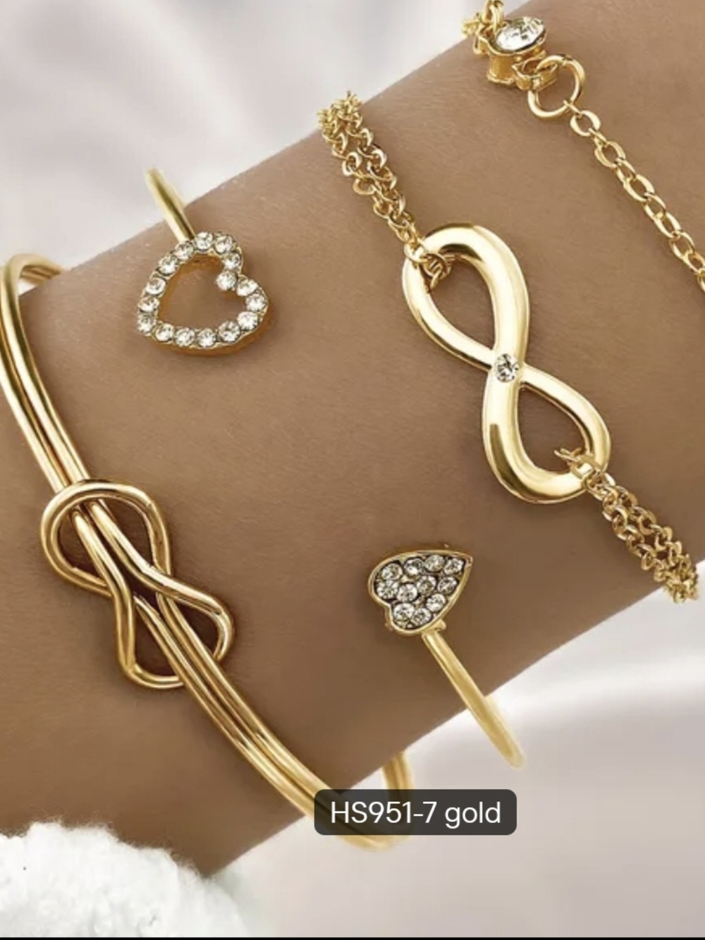 Gold Infinity & Heart Bracelet Set -